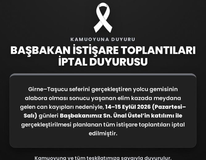 Başbakan İstişare Toplantıları İptal Duyurusu